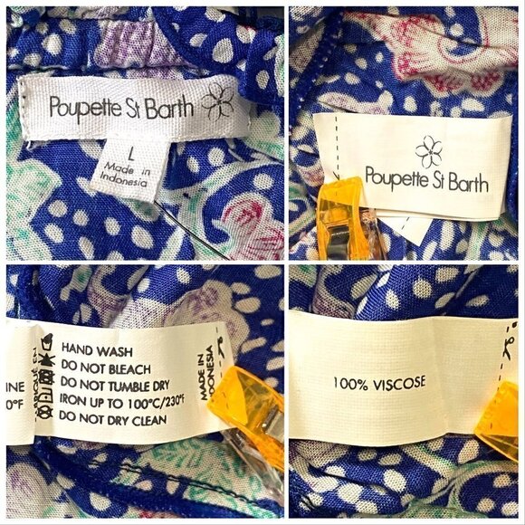 NWT Poupette St Barth Clara Ruffled Mini Dress in Blue Cary,  size L - Picture 10 of 12